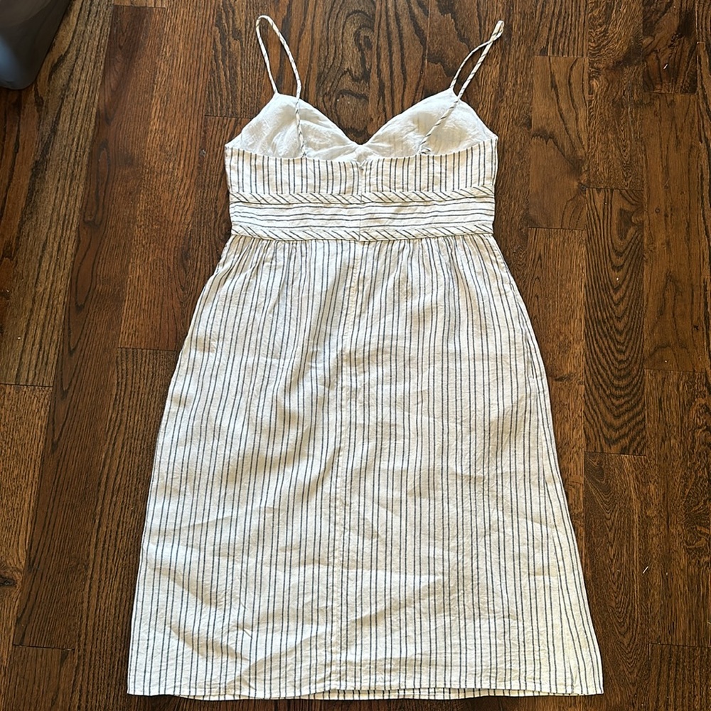 Theory Mini Malaena B 100% linen ticking stripe corset top dress w/ pockets 10 - Picture 12 of 12